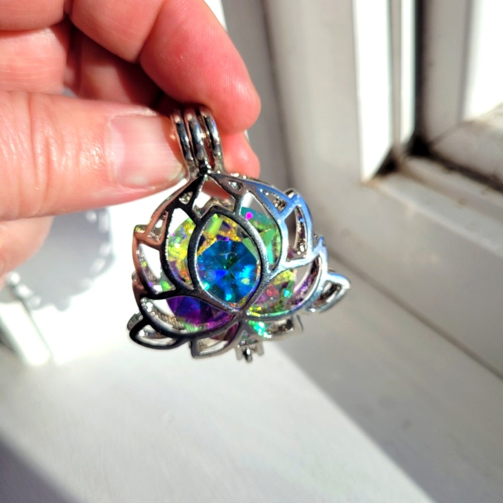 Lotus Silver Crystal Pendant